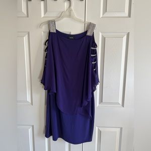 MSK Women's Overlay Dress W/Bar Sleeve Trim - Purple
